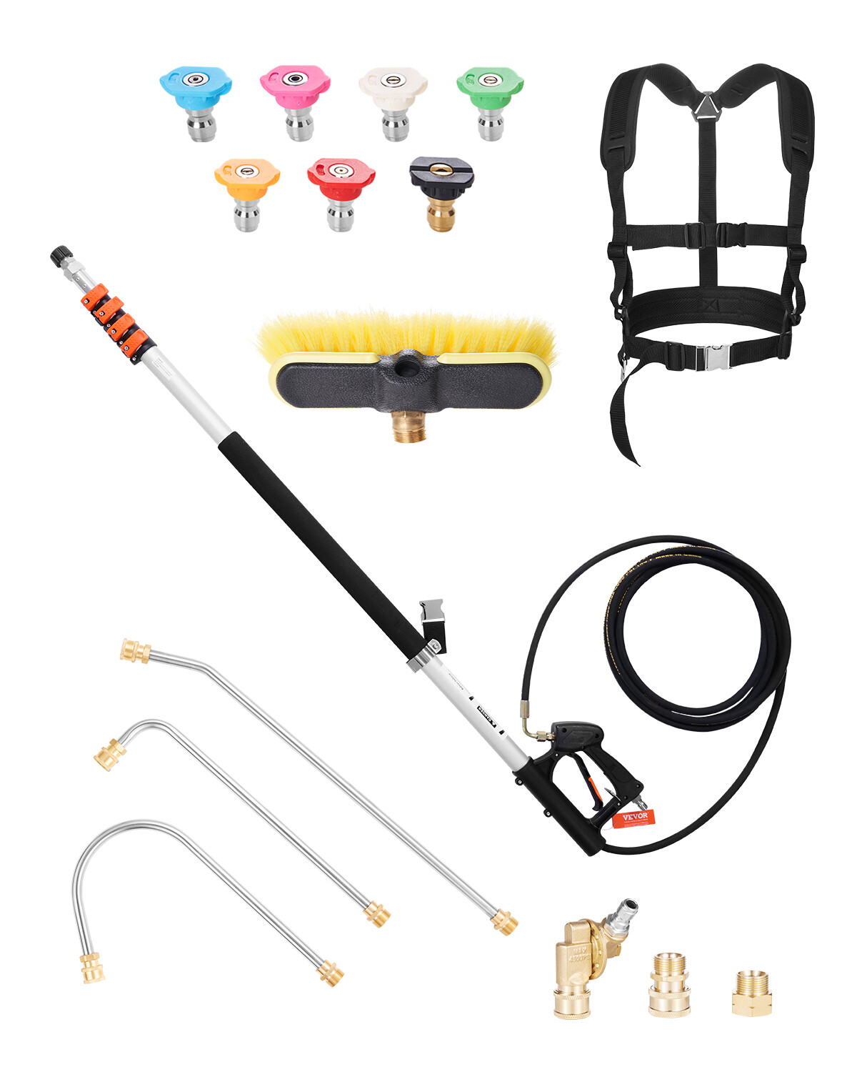 Pressure Washer Telescoping Wand 21 ft Brush Head Included Telescopic Spray Wand