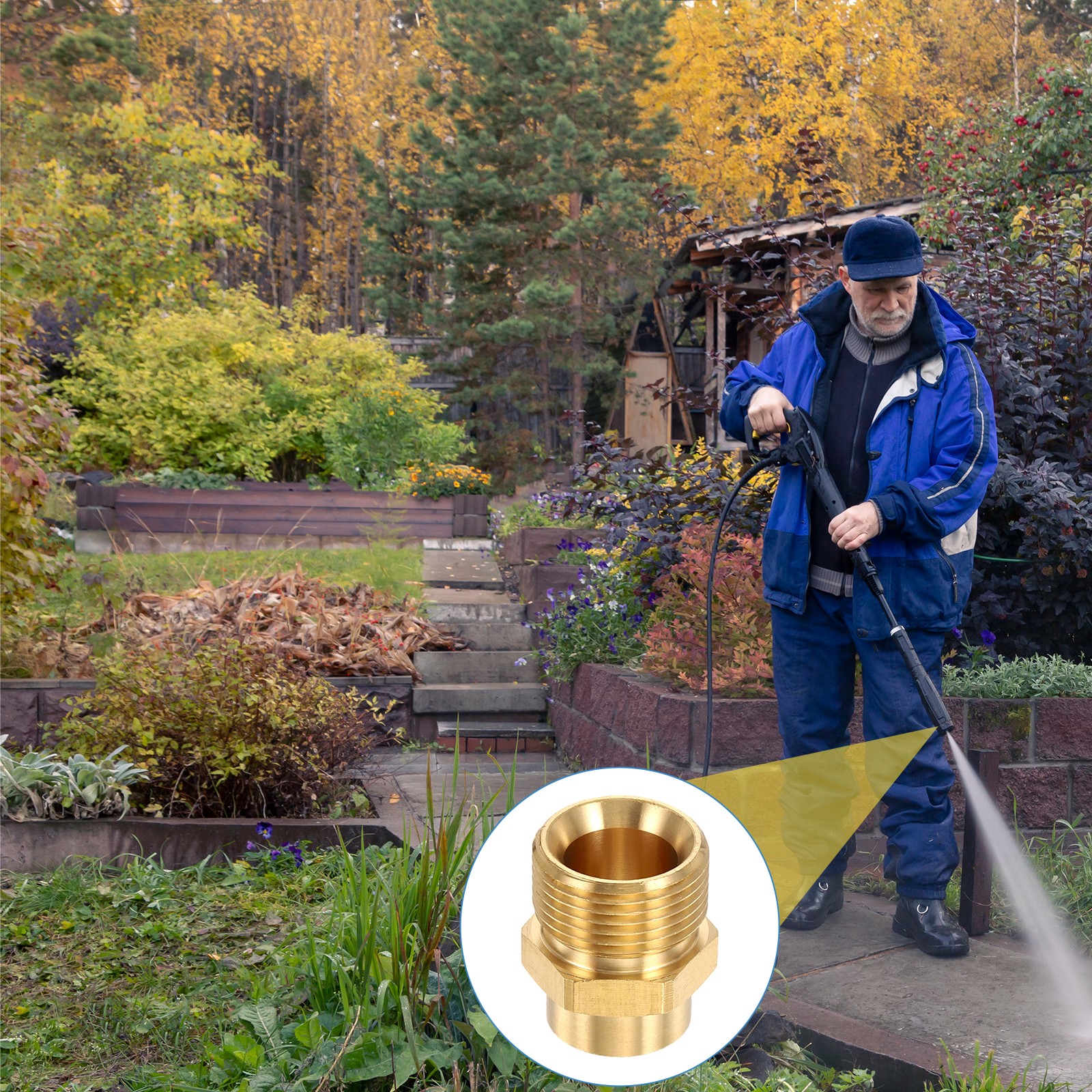 2Pcs Pressure Washer Adapter with Tape, G1/4″ Female to M22 14mm Male Brass