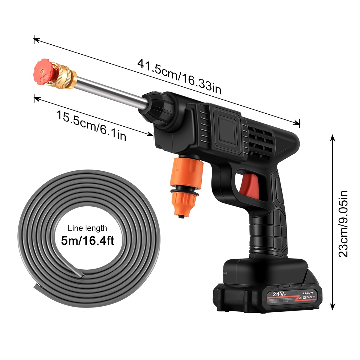 Cordless Portable Electric Water Spray Gun and Hose Car Washer Cleaner Tool 260W