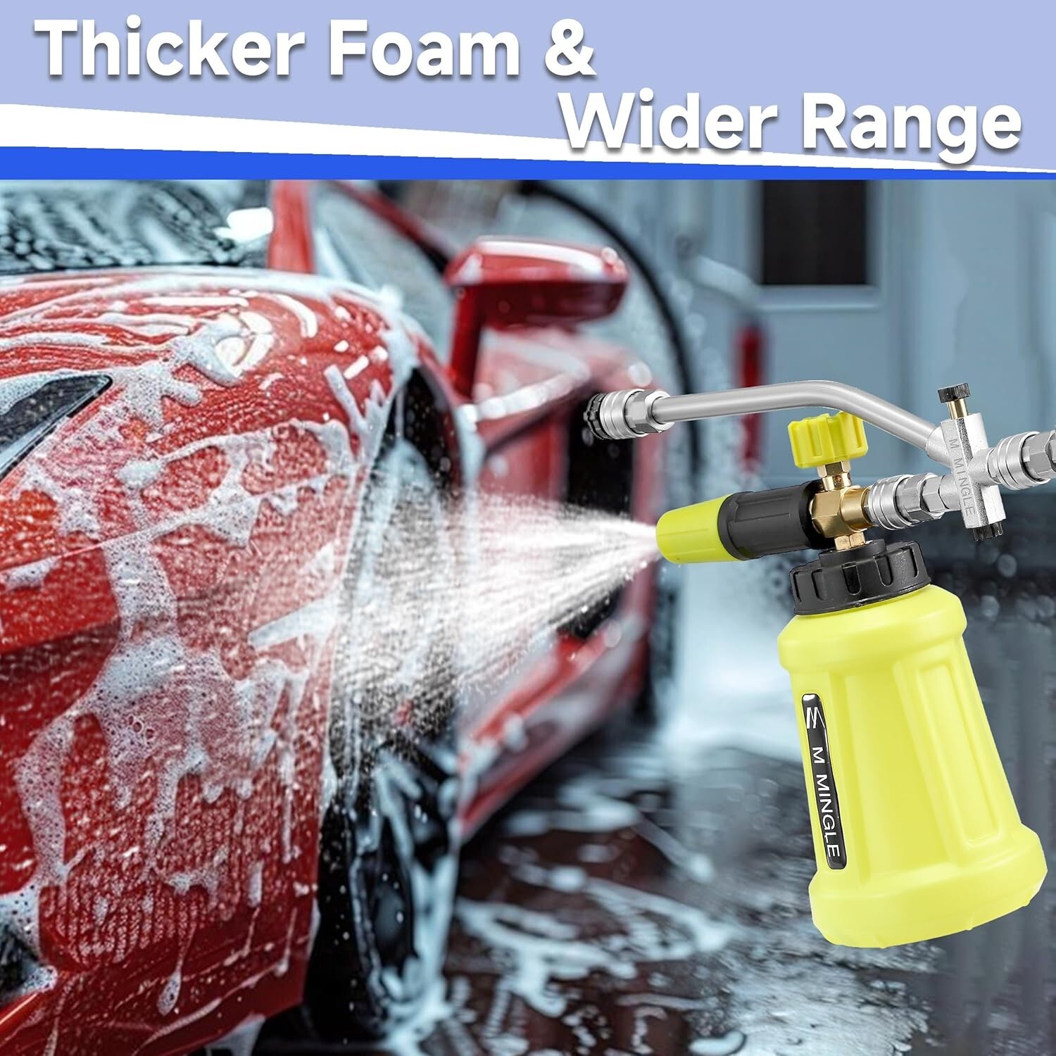 M MINGLE Foam Cannon for Pressure Washer with Dual Connector Accessory, Power…