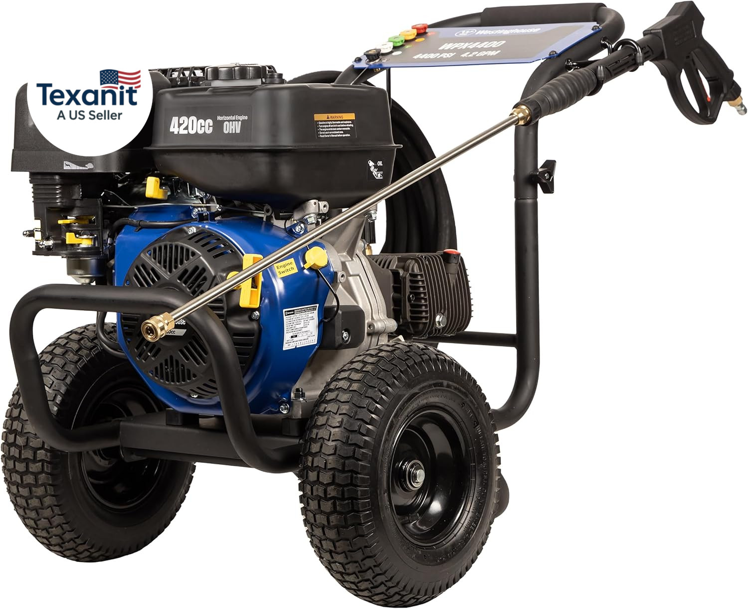 Westinghouse WPX4400 Gas Pressure Washer, 4400 PSI and 4.2 GPM, Spray Gun and Wa