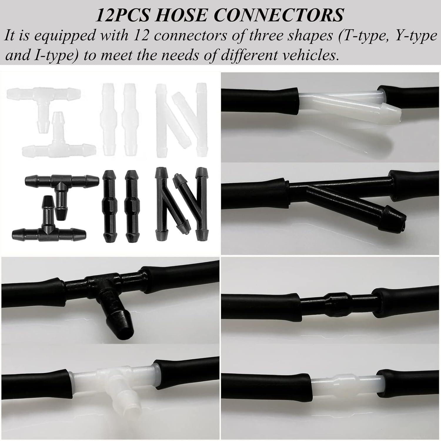 Windshield Washer Hose Kit, 4 Meter Washer Fluid Hose & 12 Pcs Hose Connectors..