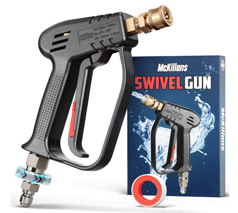 McKillans Pressure Washer Gun w/ Swivel 3/8″ Plug 1/4″ QC