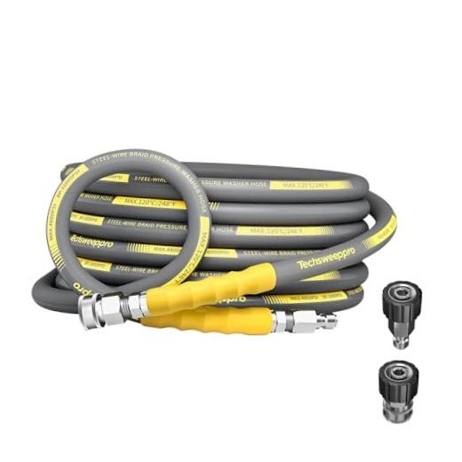 4800PSI Pressure Washer Hose with 3/8″ Swivel Quick Connect for 25FT Gray