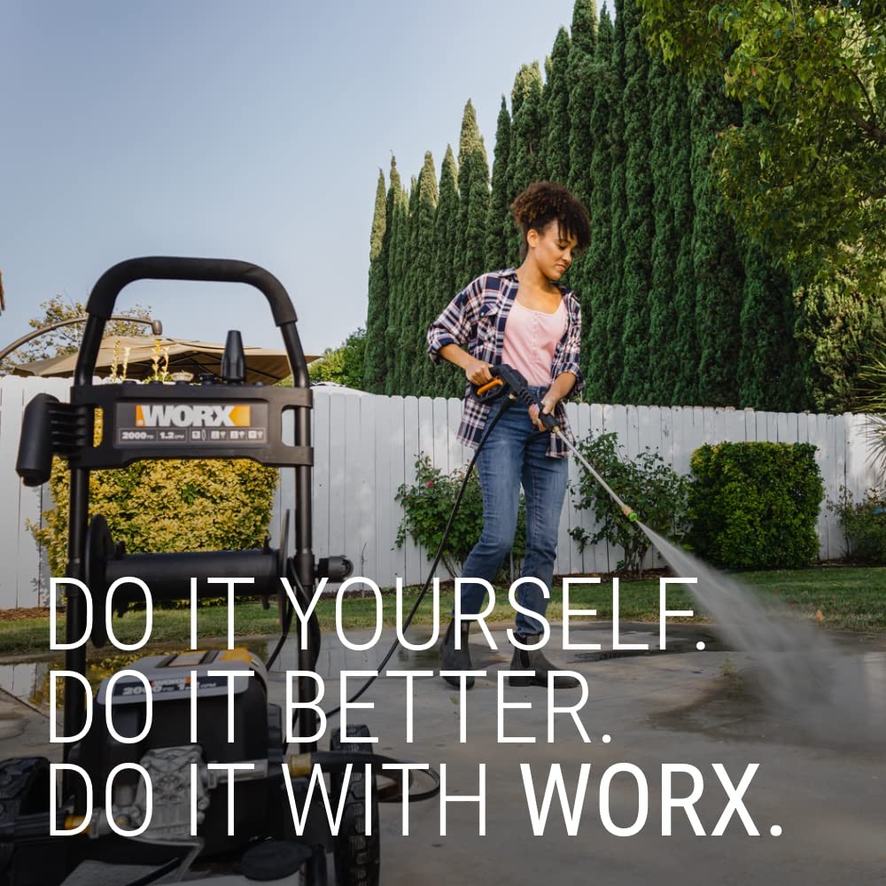 Worx 13 Amp Electric Pressure Washer 2200 PSI with Rolling Cart and 4 Nozzles…
