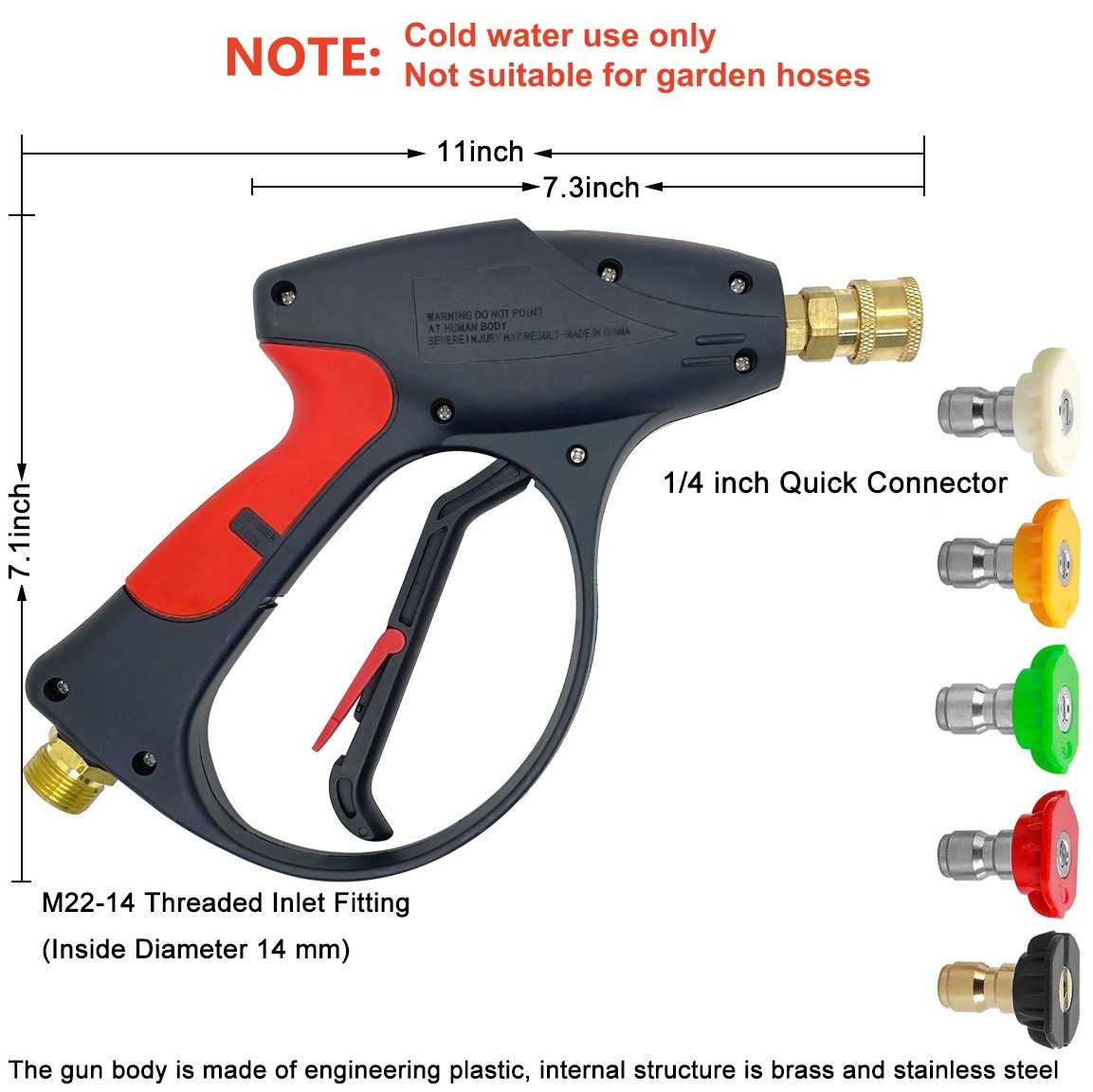 1/4″ High Pressure Washer Gun 4000 PSI Car Wash Spray Gun Wand 5 Nozzle Hose