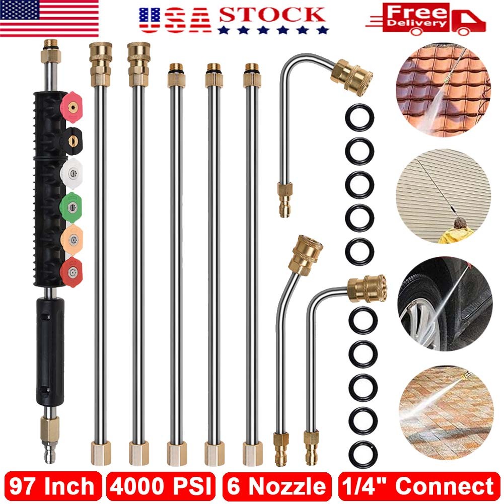 Pressure Washer Extension Rod Kit with Gutter Cleaner, Brass 4000PSI