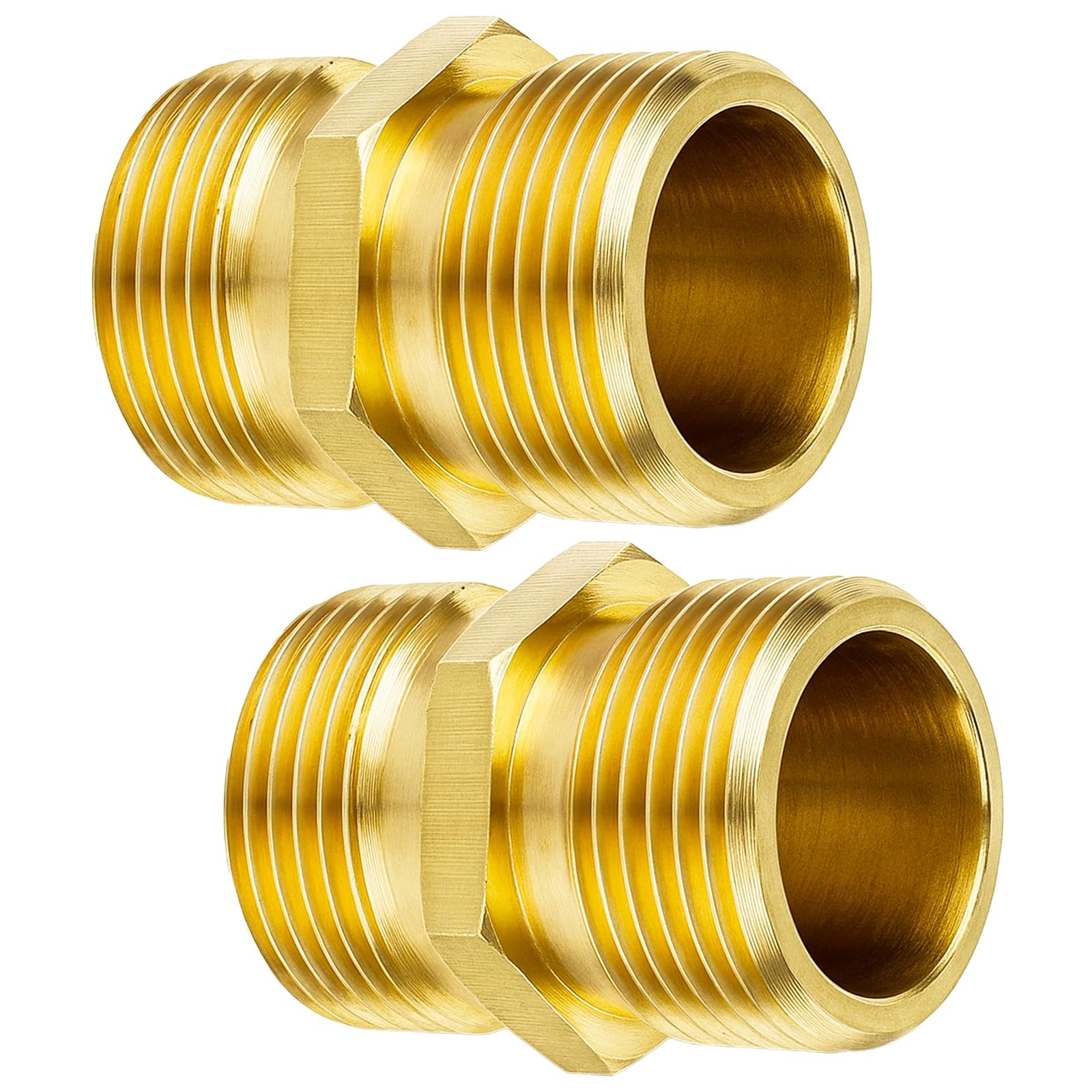 2PCS Pressure Washer Hose Connector, NPT Brass Nipple Male Pipe Fitting Adapt…