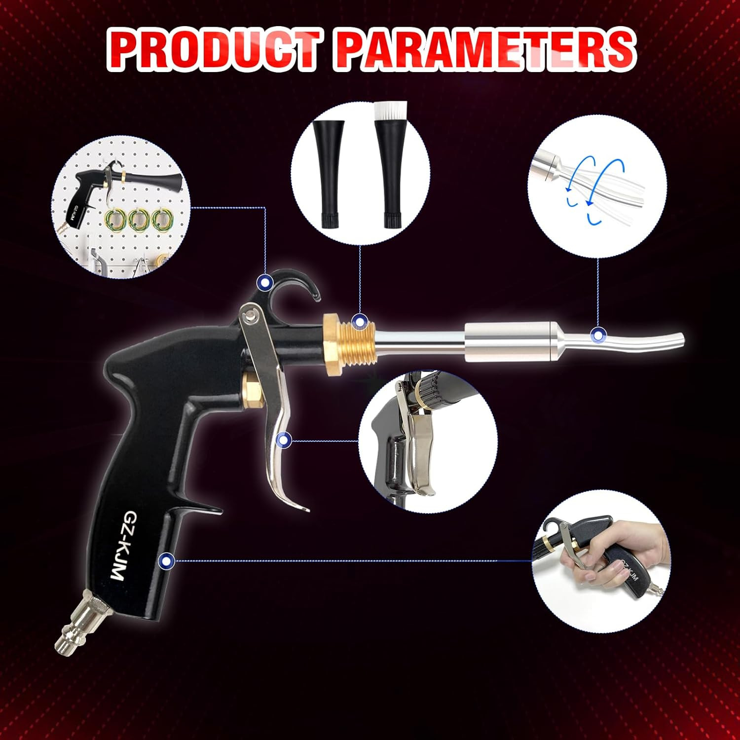 High Pressure Car Interior Spraying Washing Gun with 2 Set Nozzle Sprayer Connec