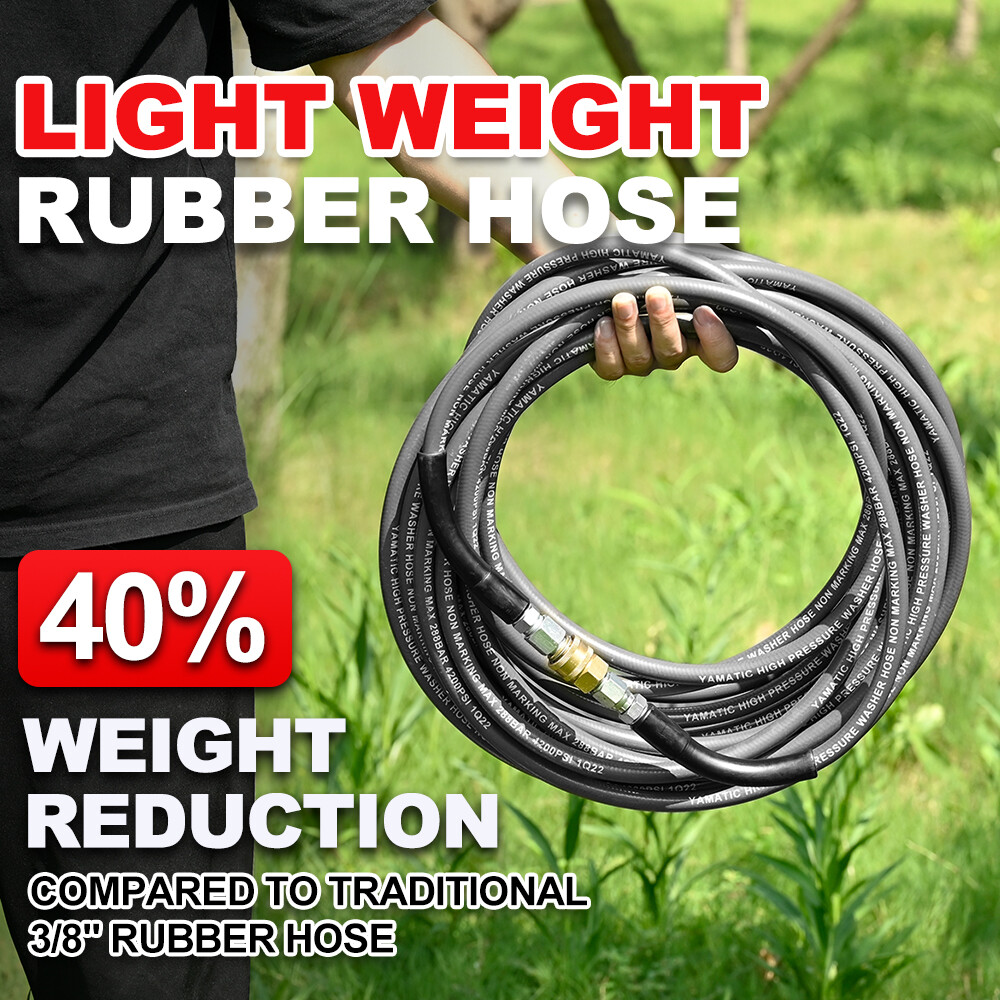 YAMATIC 1/4″ 4200 PSI Pressure Washer Hose Non Marking Rubber Wire Braided