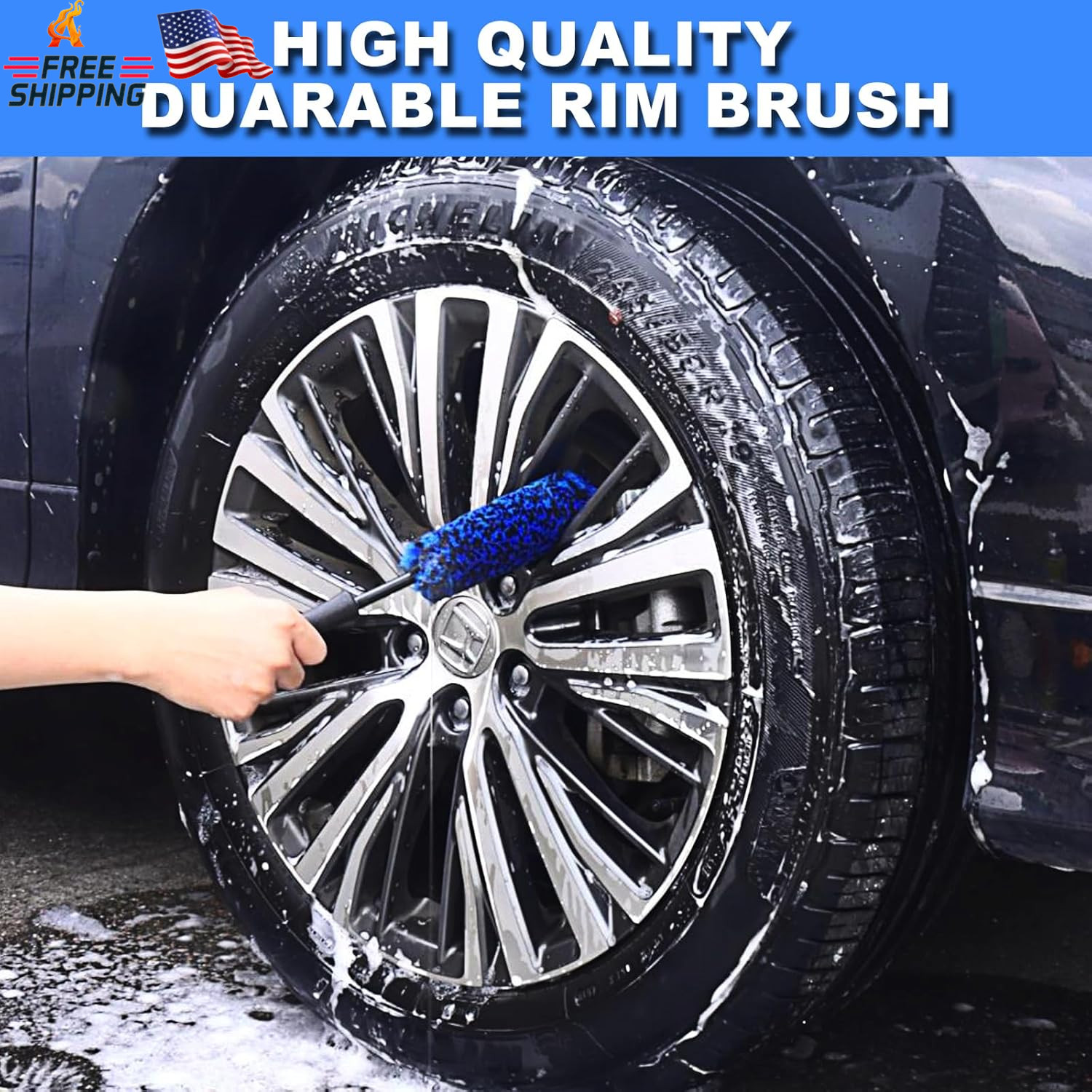 NIKCOSMK 3PCS Wheel Brush Kit for Cleaning Wheel and Tire, Wheel and Rim Brush,