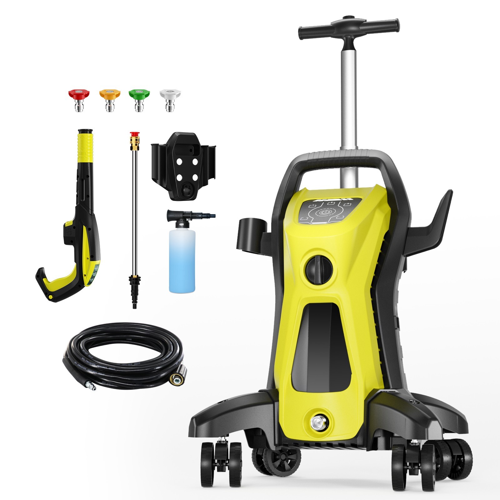 Pressure Washer 4500PSI 3.9GPM, 15-Level Touch, 4 Wheels, 4 Nozzles, for Car