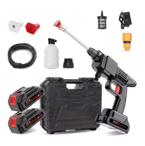 1500W Cordless Pressure Washer 60Bar 870PSI Portable Car Washer 2 Battery Hose