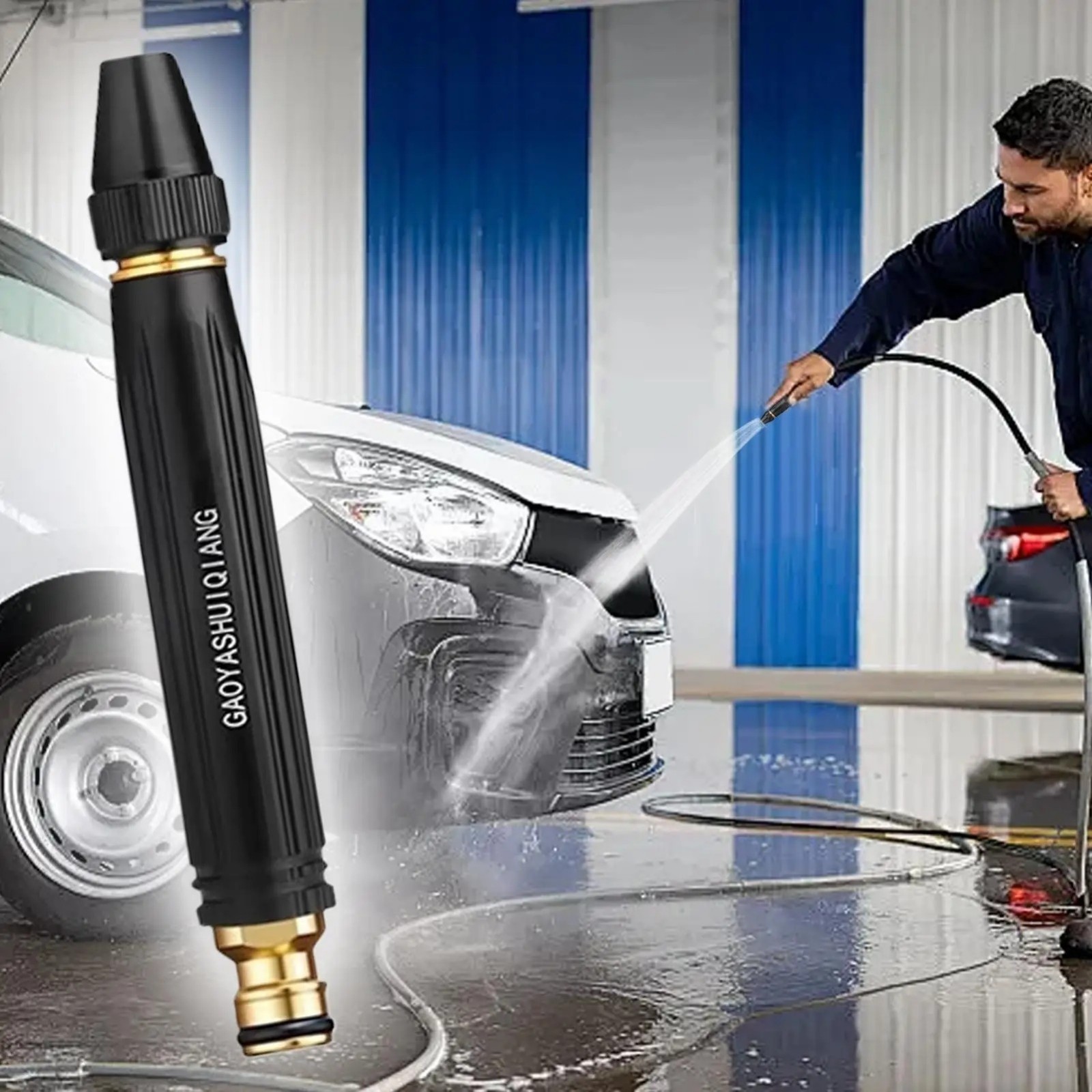 Brass High Pressure Water Spray Nozzle Garden Hose Car Wash Cleaning Tool
