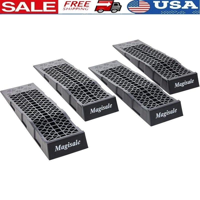 Low Profile Car Ramps 4Pcs Heavy Duty Plastic Service 6T Capacity Oil Change New