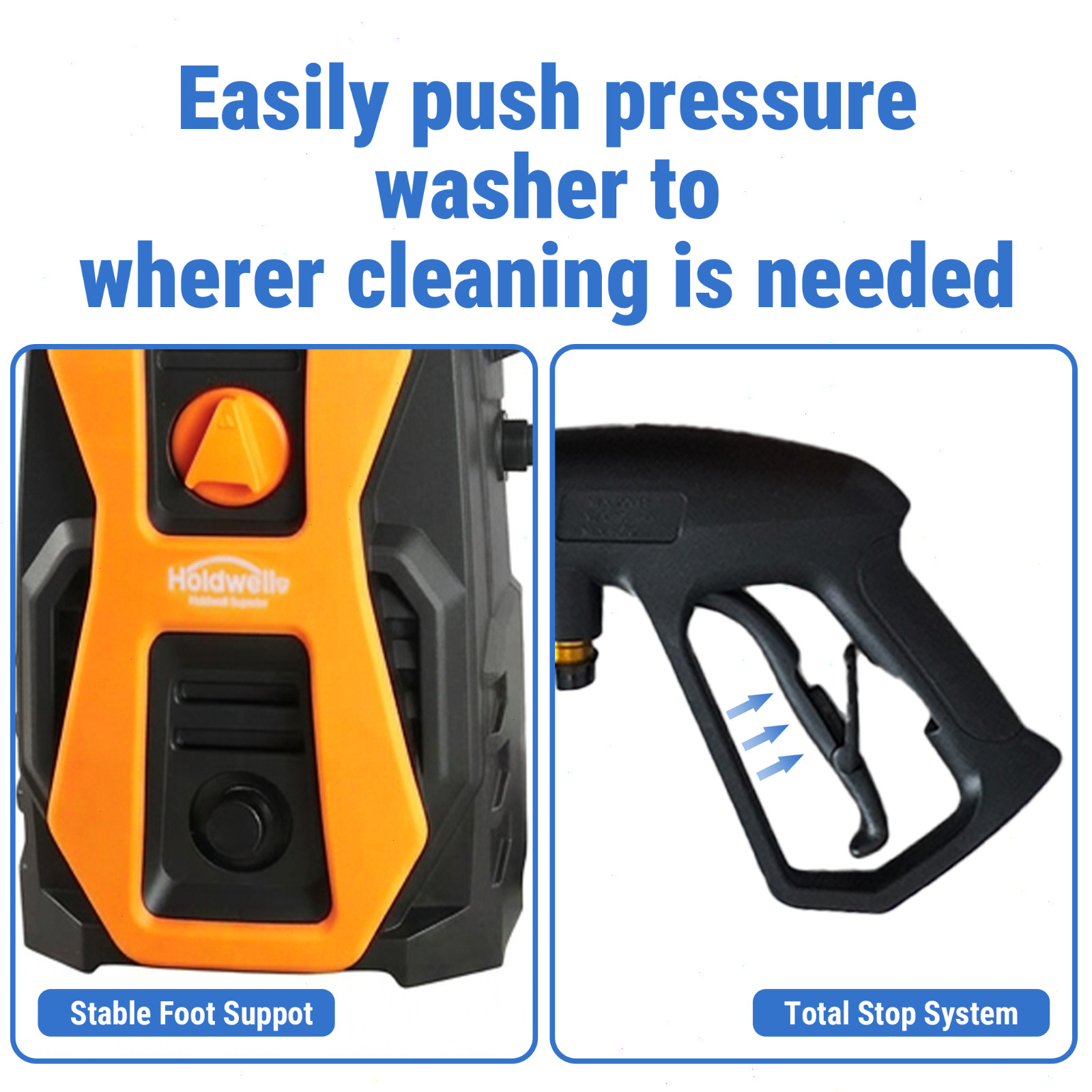 HoldwellS Electric Pressure Washer, 1700 Max PSI 1.76 Max GPM