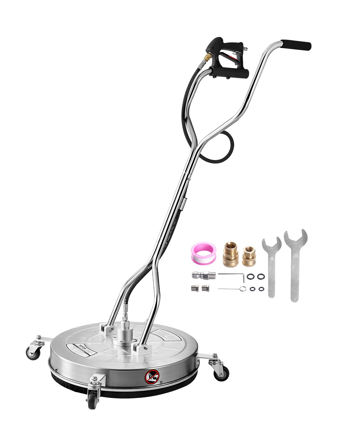 VEVOR 24″ Pressure Washer Surface Cleaner 4000PSI Stainless Steel w/ Dual Handle