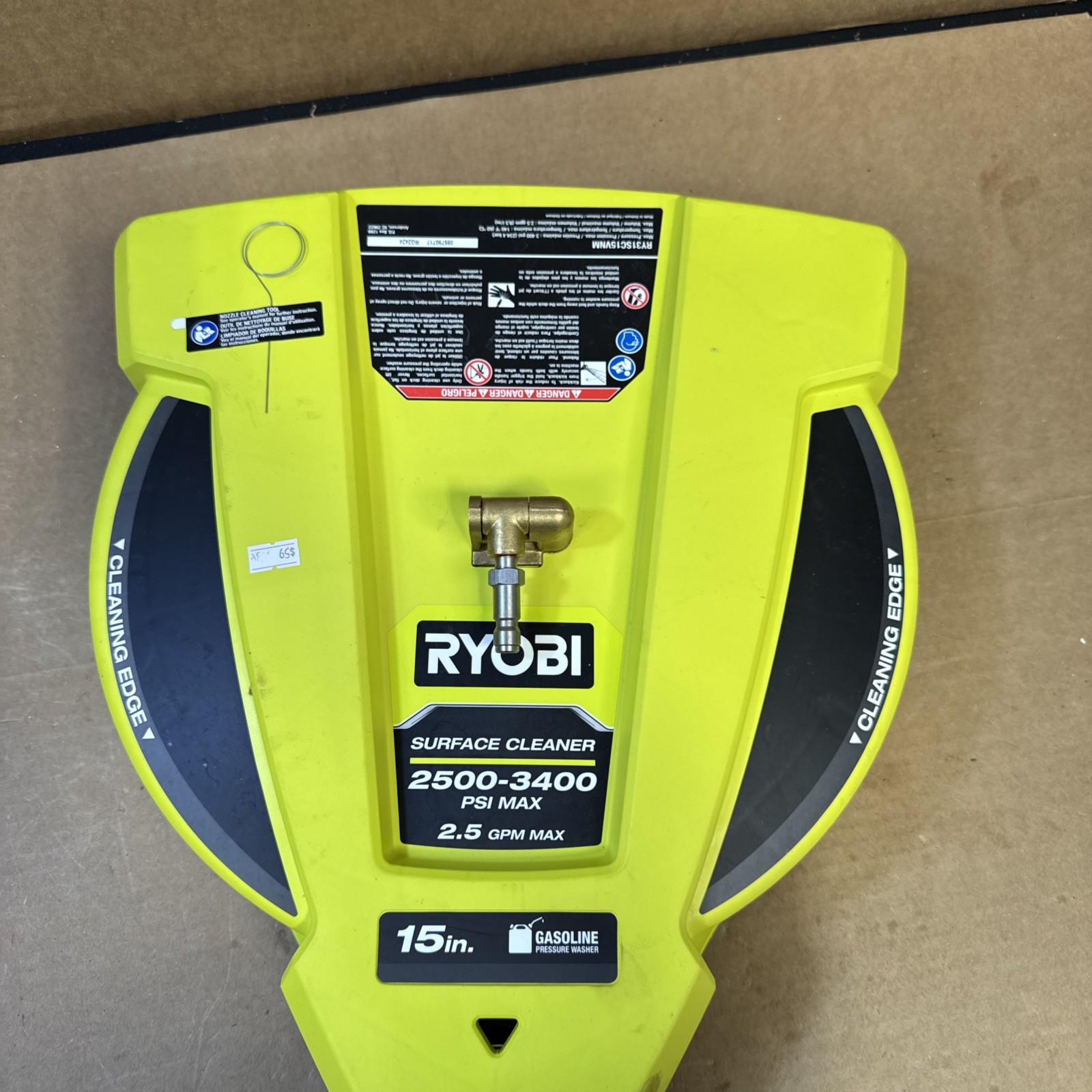 RYOBI 15 in. 3400 PSI Gas Pressure Washer Surface Cleaner with Caster Wheels Zi1