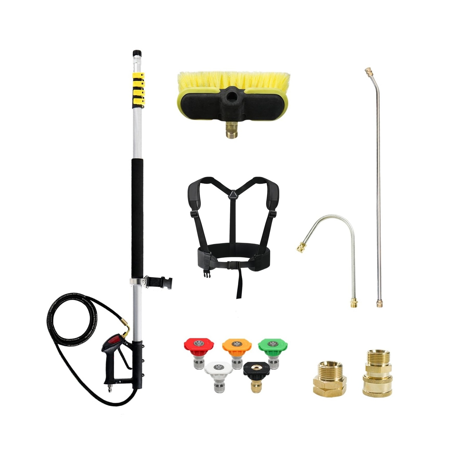 RAYNEL 24FT Telescoping Pressure Washer Extension Wand with Brush Head,Power …