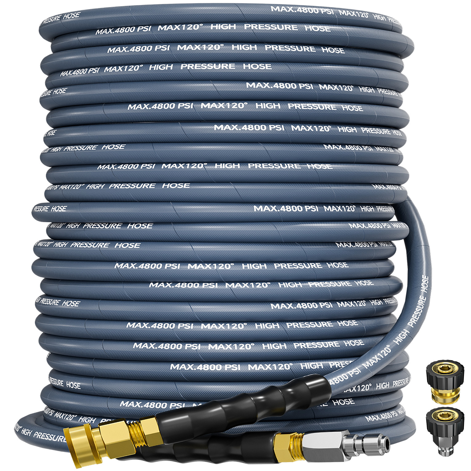 150FT 4800PSI Pressure Washer Hose 3/8″ Wire Braided Kink Resistant Power Hose