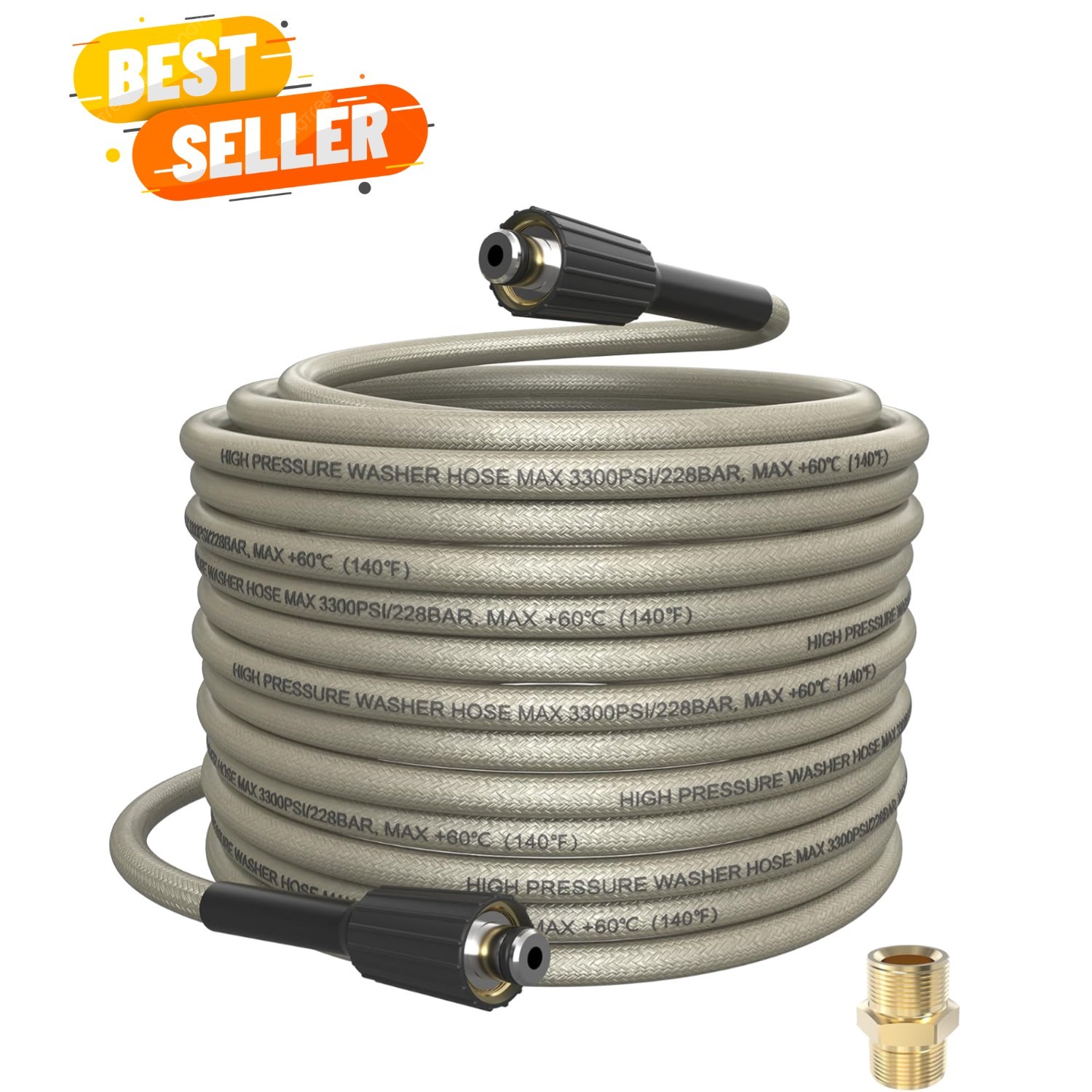 PVC Pressure Washer Hose 50 FT x 1/4″, Kink Resistant Power Washer Hose, High…