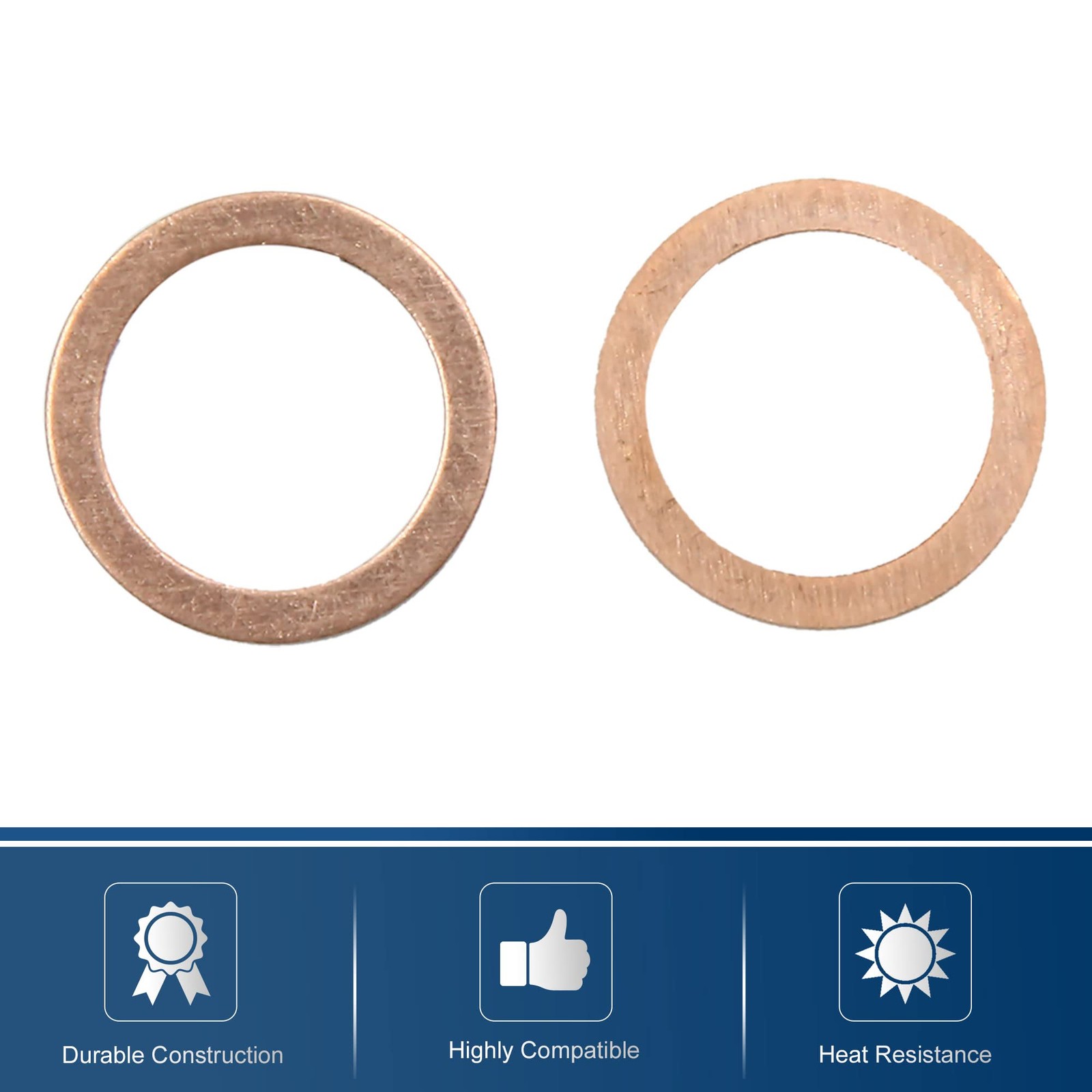 Copper Crush Washers Car Engine Flat Sealing Gaskets Rings M15 20mm 30 PCS