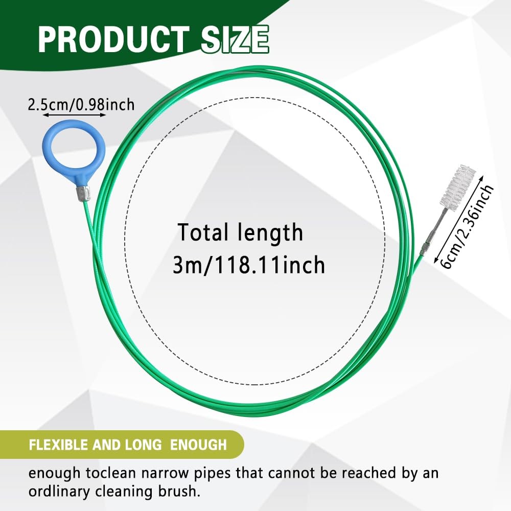 Lyxheth Auto Sunroof Drain Cleaning Tool, Long Pipe 118.11 inch, Green