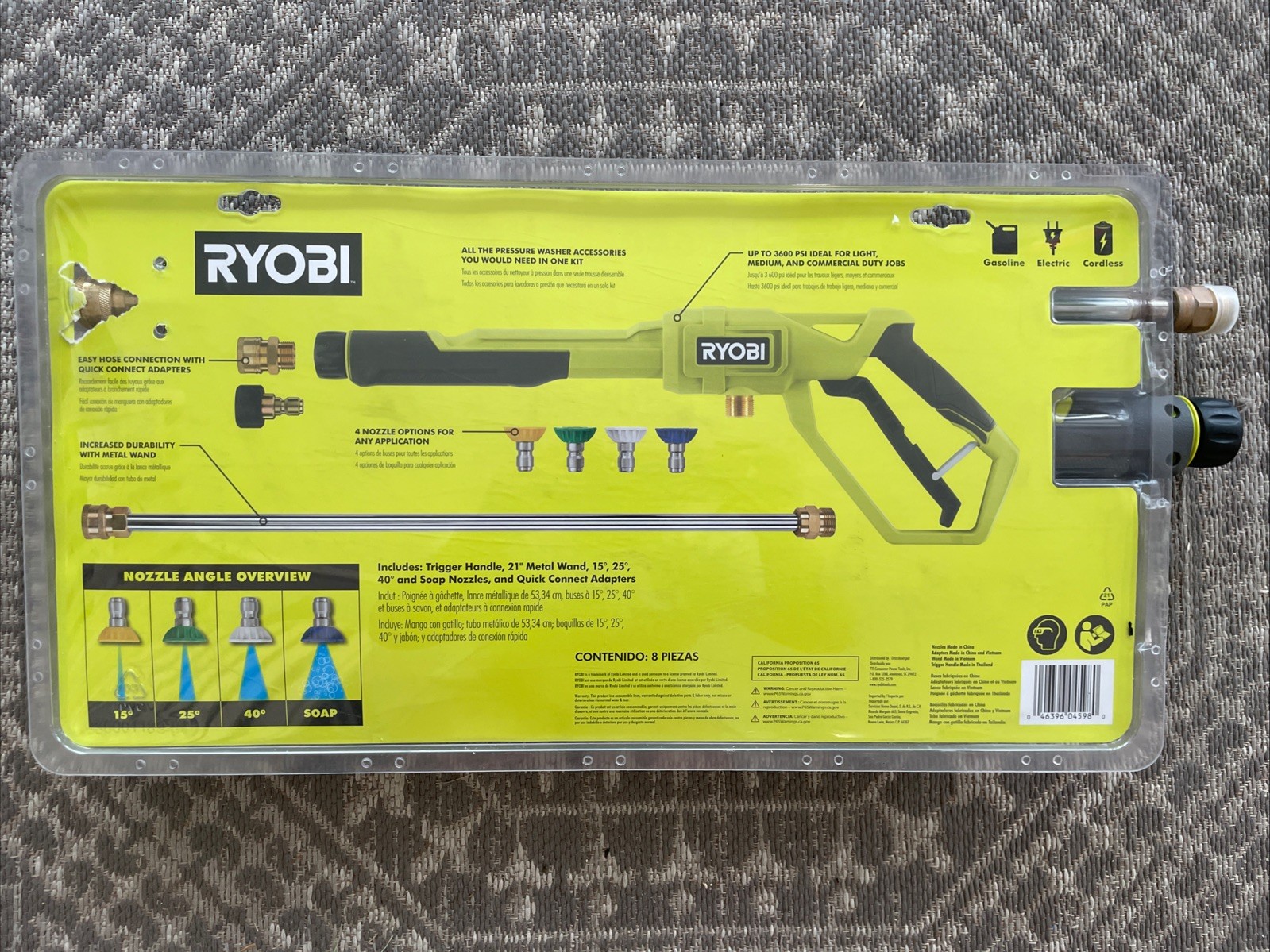 Pressure Washer Trigger Handle Kit w Quick Connect Adaptors, Nozzles, Wand Ryobi