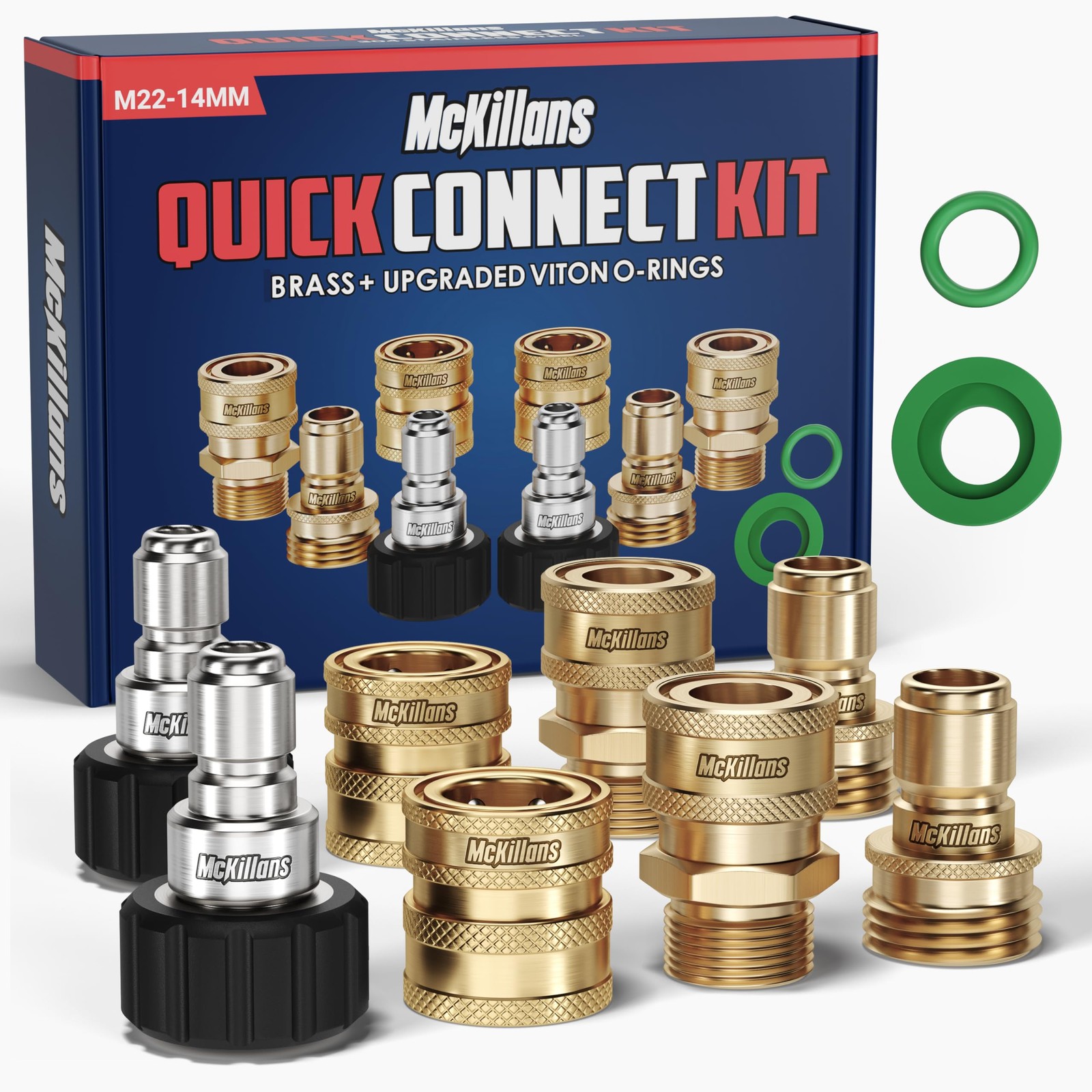 McKillans® Pressure Washer Quick Connect Kit, M2214mm to 3/8″ Male Female Qui…