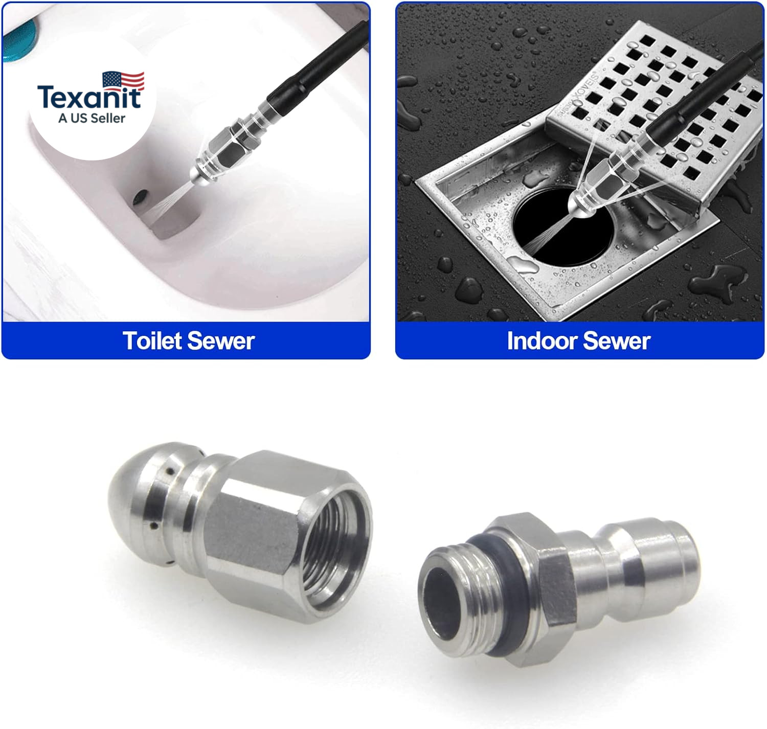 Pressure Washer Sewer Jetter Nozzle with Stainless Steel, Mini Compact Durable S