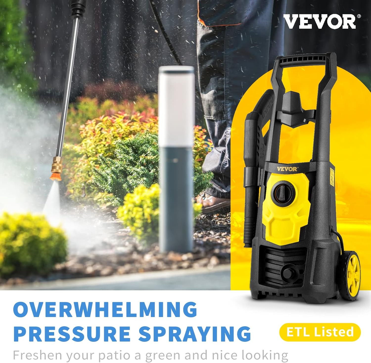 Electric Power Washer, 2000 PSI 1.65 GPM, Portable Cleaner with 30Ft Hose, Foam