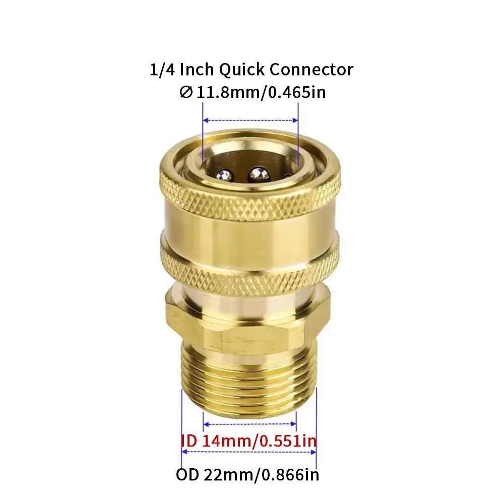 1/4 Quick Connect M22 Adapter Pressure Washer Car Wash Hose Fitting