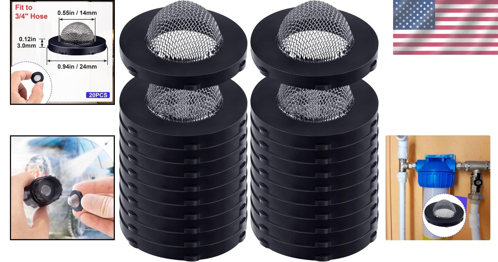 20 Pcs Stainless Steel Hose Filter Washers – Durable and Efficient for Hoses