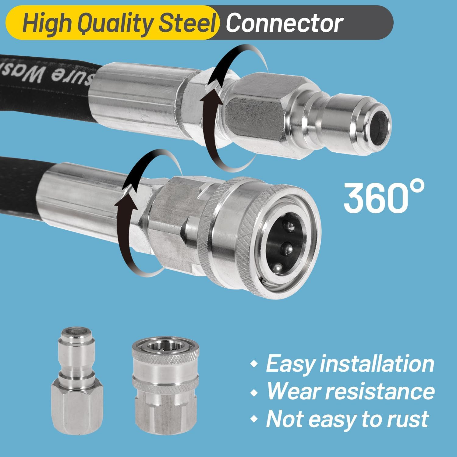 Pressure Washer Whip Hose Power Washer Jumper Hose for Pressure Washing with Ste