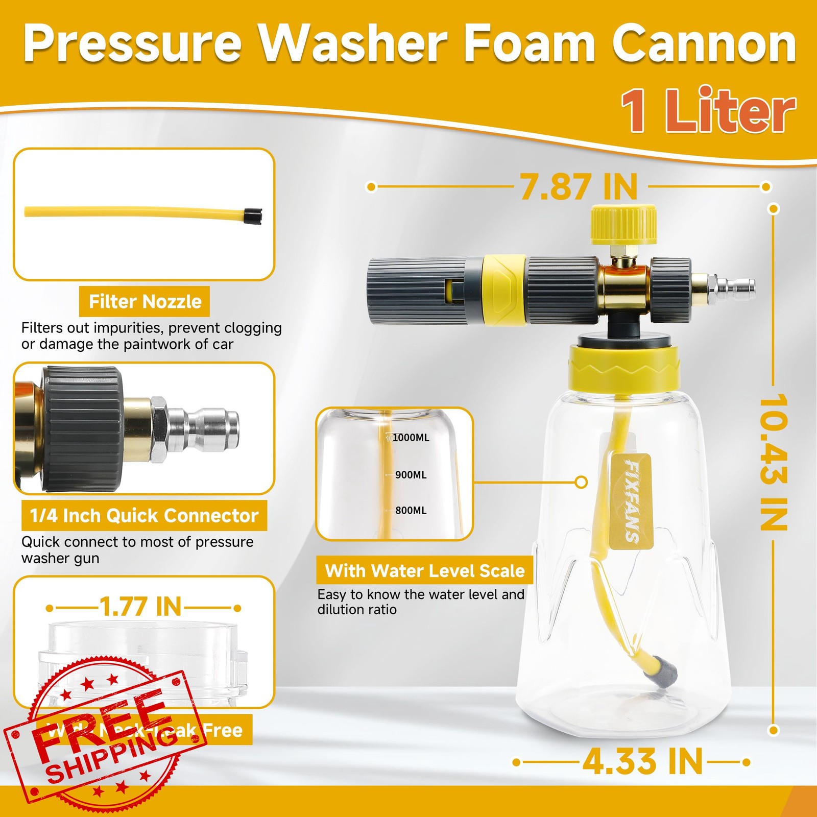 FIXFANS Foam Cannon Gun 1000ML