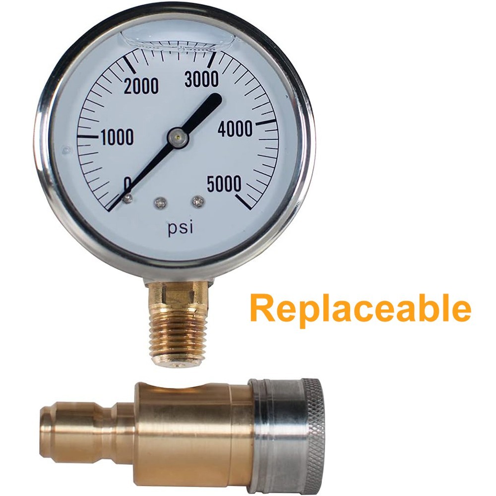 YAMATIC Pressure Gauge Kit for Pressure Washer 3/8 Inch Quick Connect 5000 PSI
