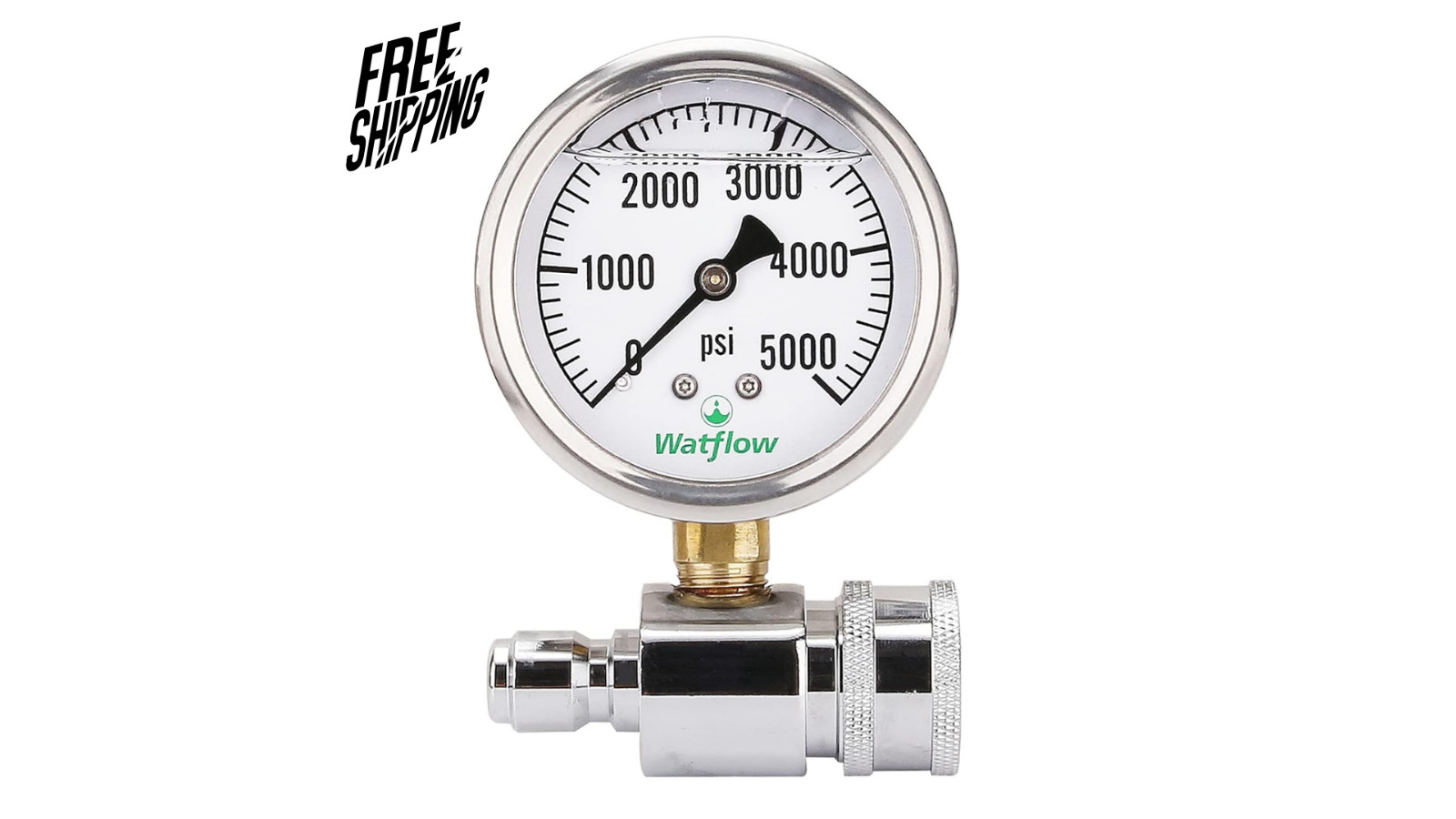 Watflow 2-1/2″ Pressure Washer Pressure Gauge Kit, 3/8 Inch Quick Connect, 0-500