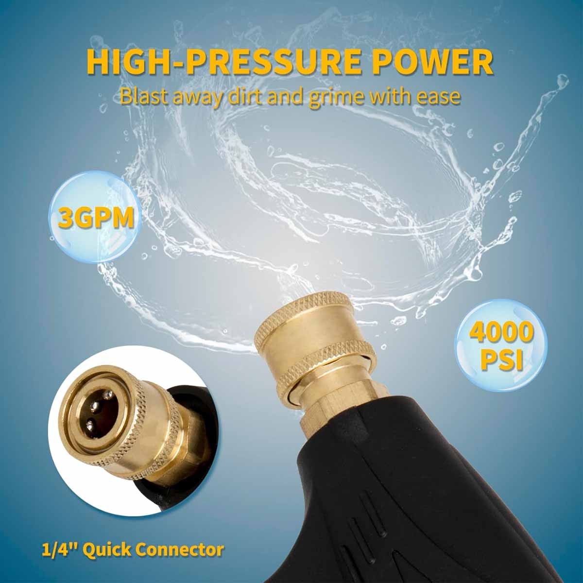 Short Pressure Washer Spray Gun 4350PSI 1/4″ Quick Release For Karcher K1-K7 M22