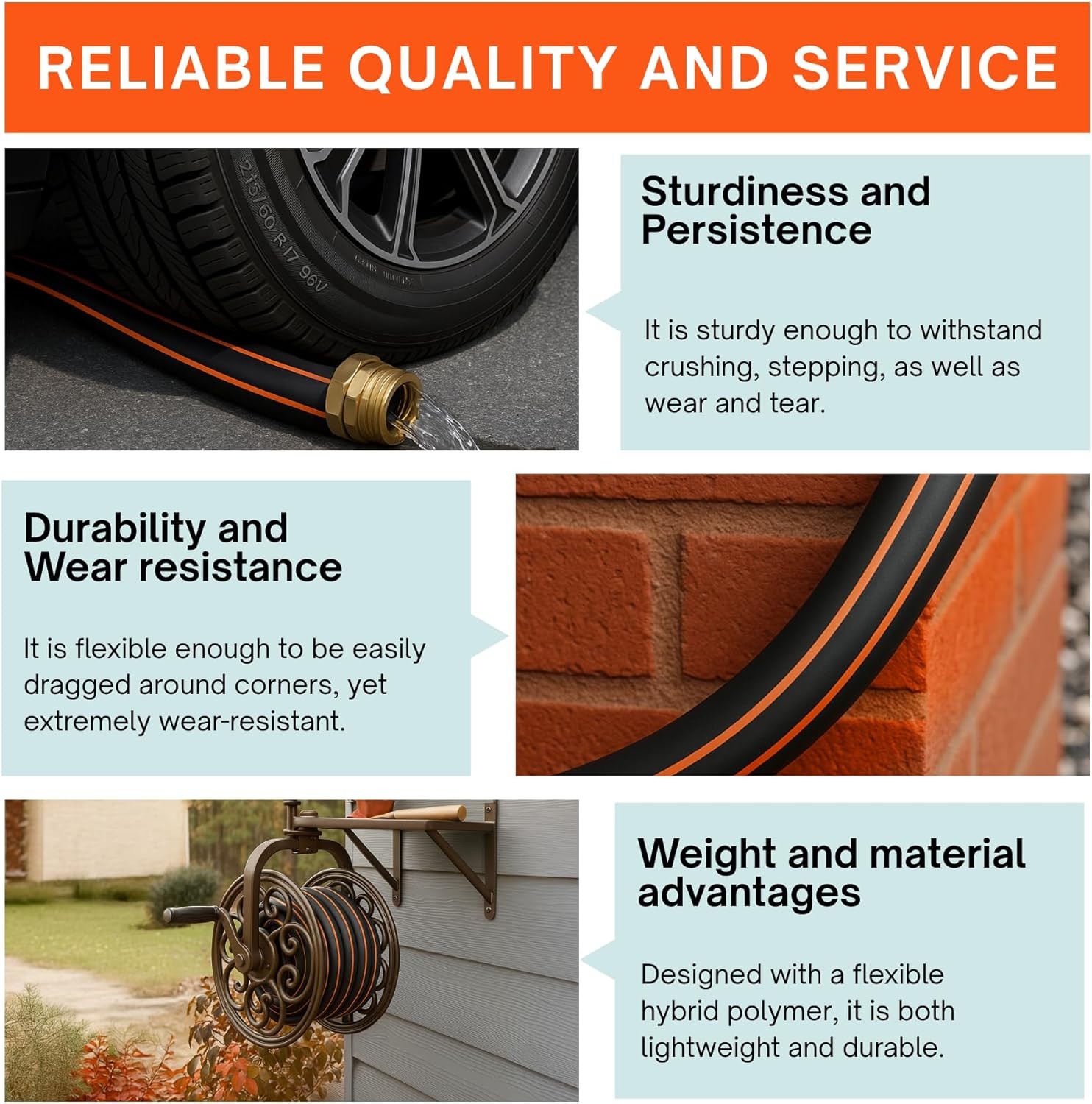 Flexibility Garden Hose, 10ft x 5/8″, No-Kink, Wear-Resistant &