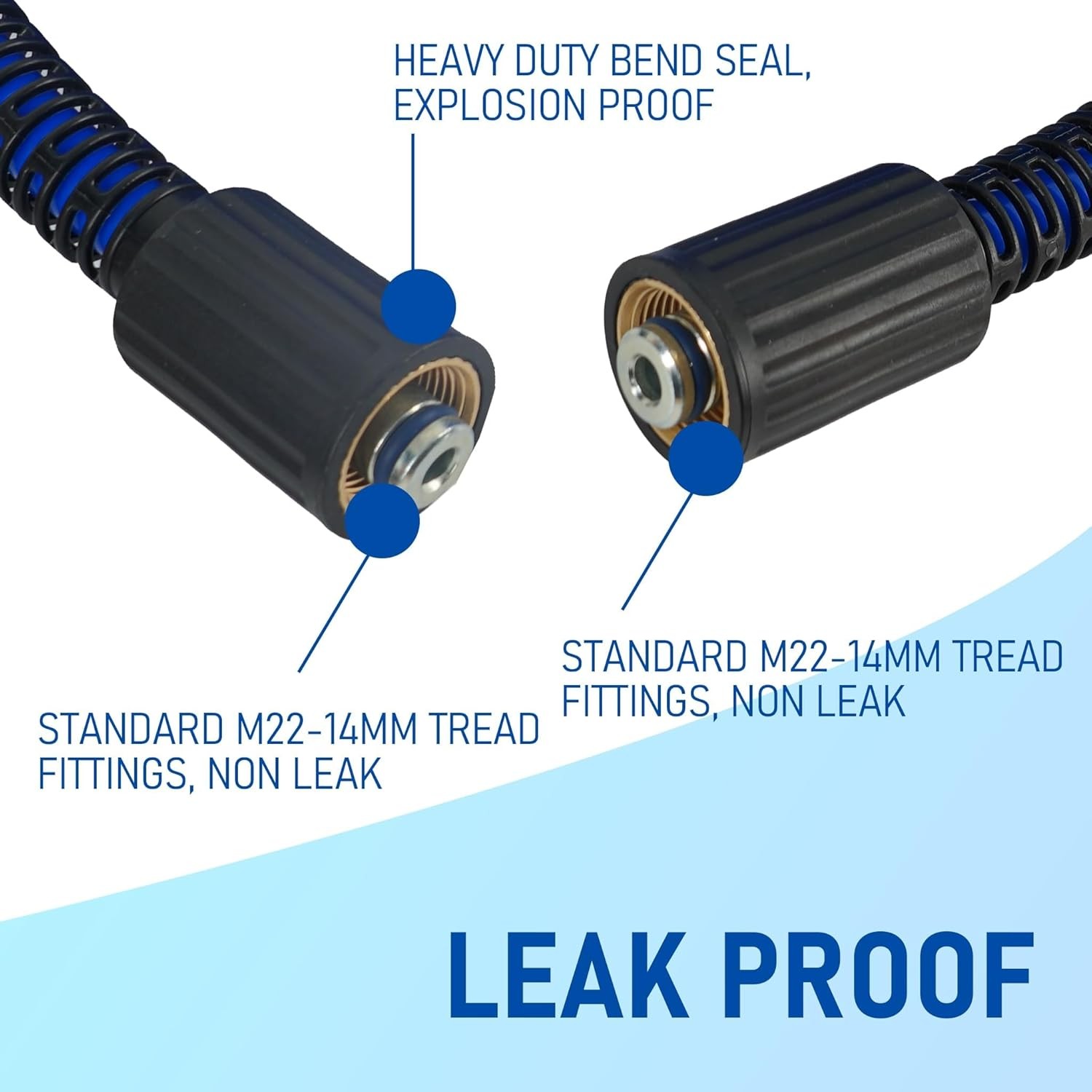 Manguera lavadora presión 50FT 3600 PSI flexible resistente a dobleces azul