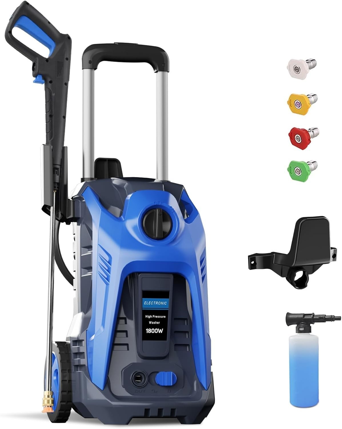 Power Washer 1500 PSI 1.4 GPM Pressure Washer 4 Nozzles, 500ml Foam Cannon Clean