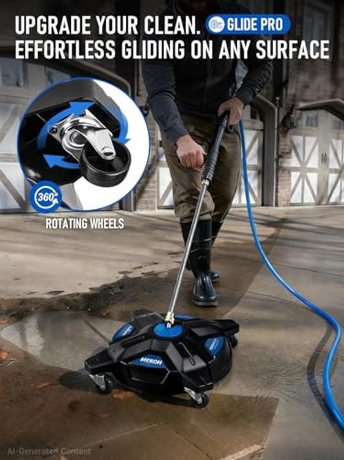 16.5” Pressure Washer Surface Cleaner, Large Lightweight Driveway Black