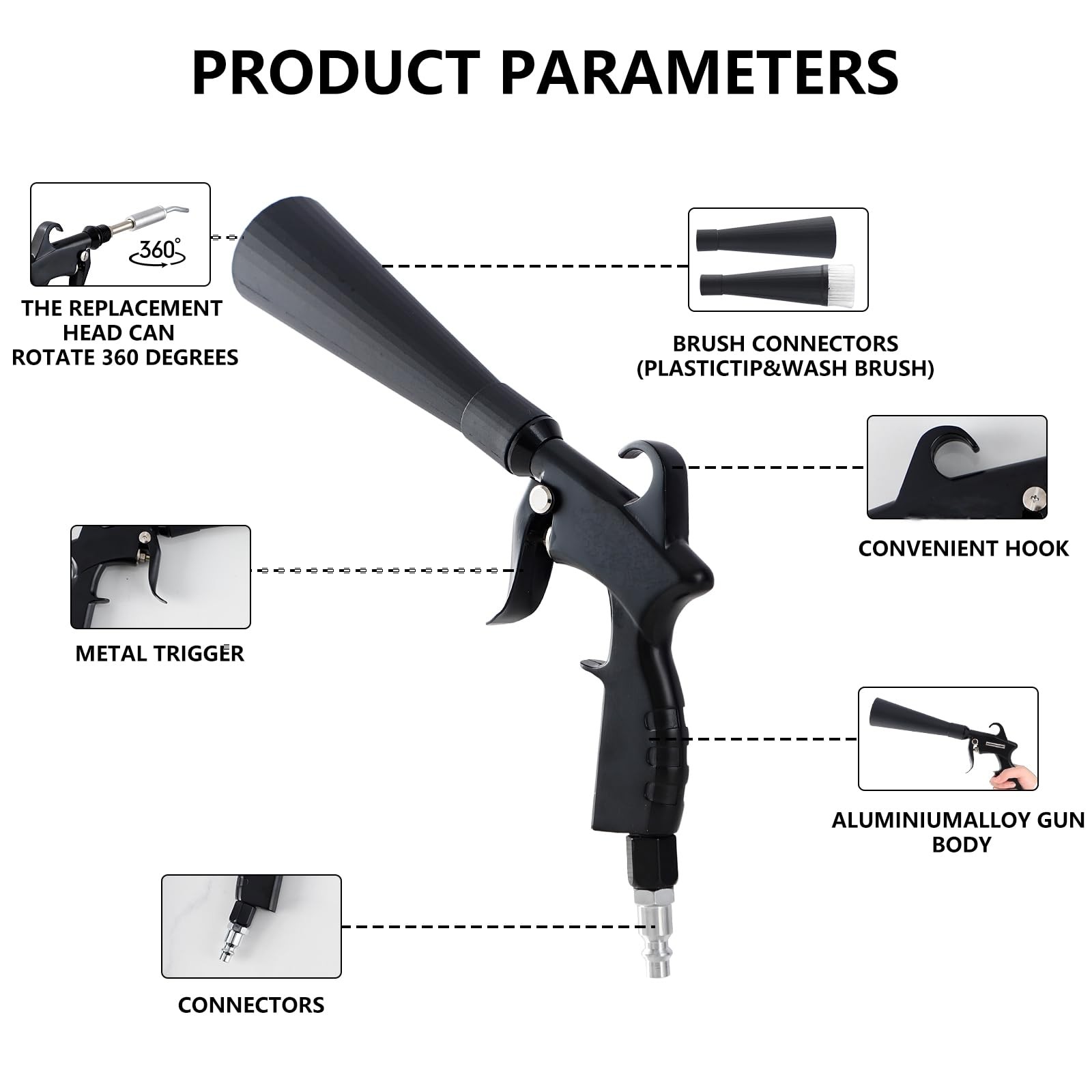 Tornado High Pressure Blower Detailing Car Cleaning Air Drying Gun Kit W/ Nozzle