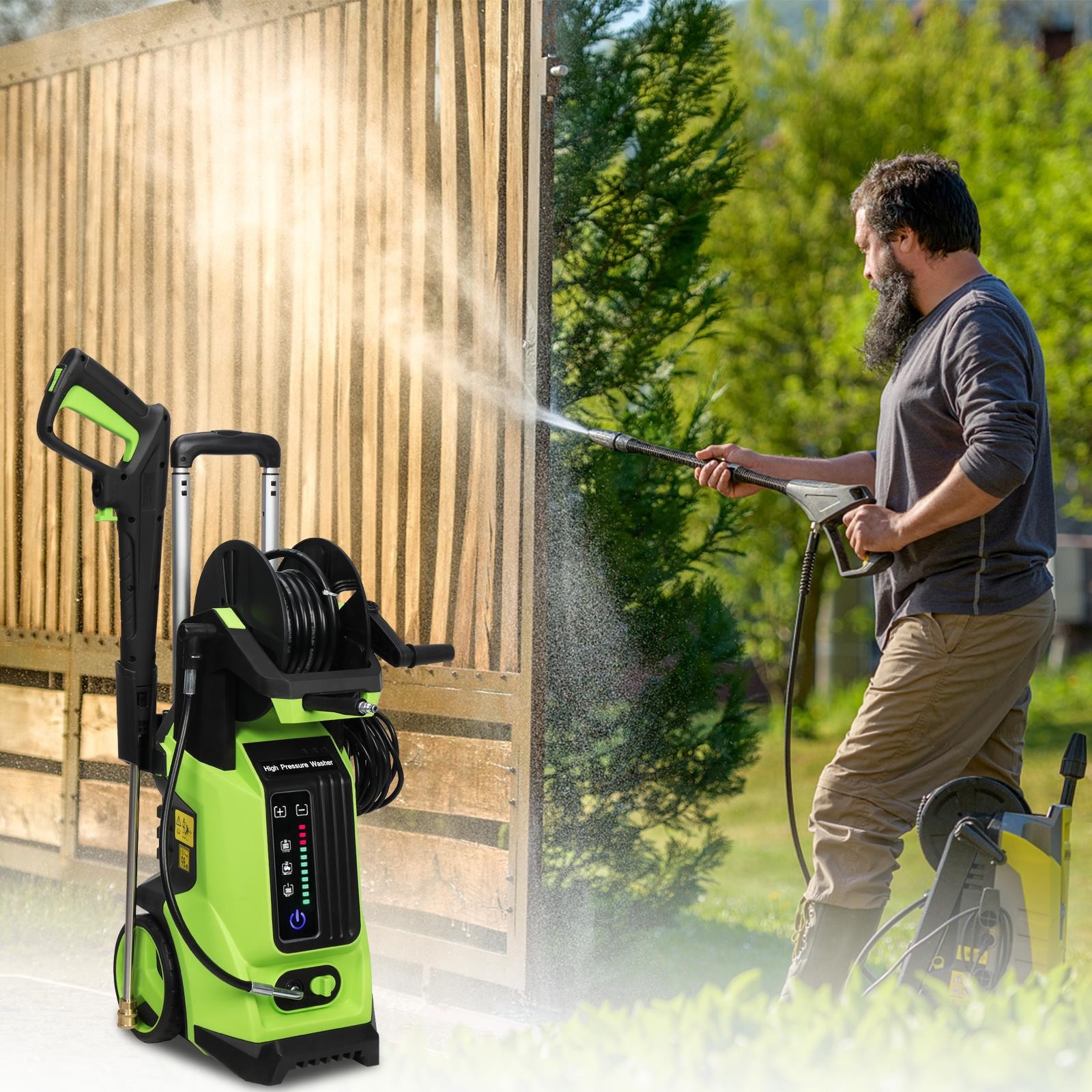 Electric High Pressure Washer 3800PSI Max 2.8 GPM w/Spray Gun for Clean Cars