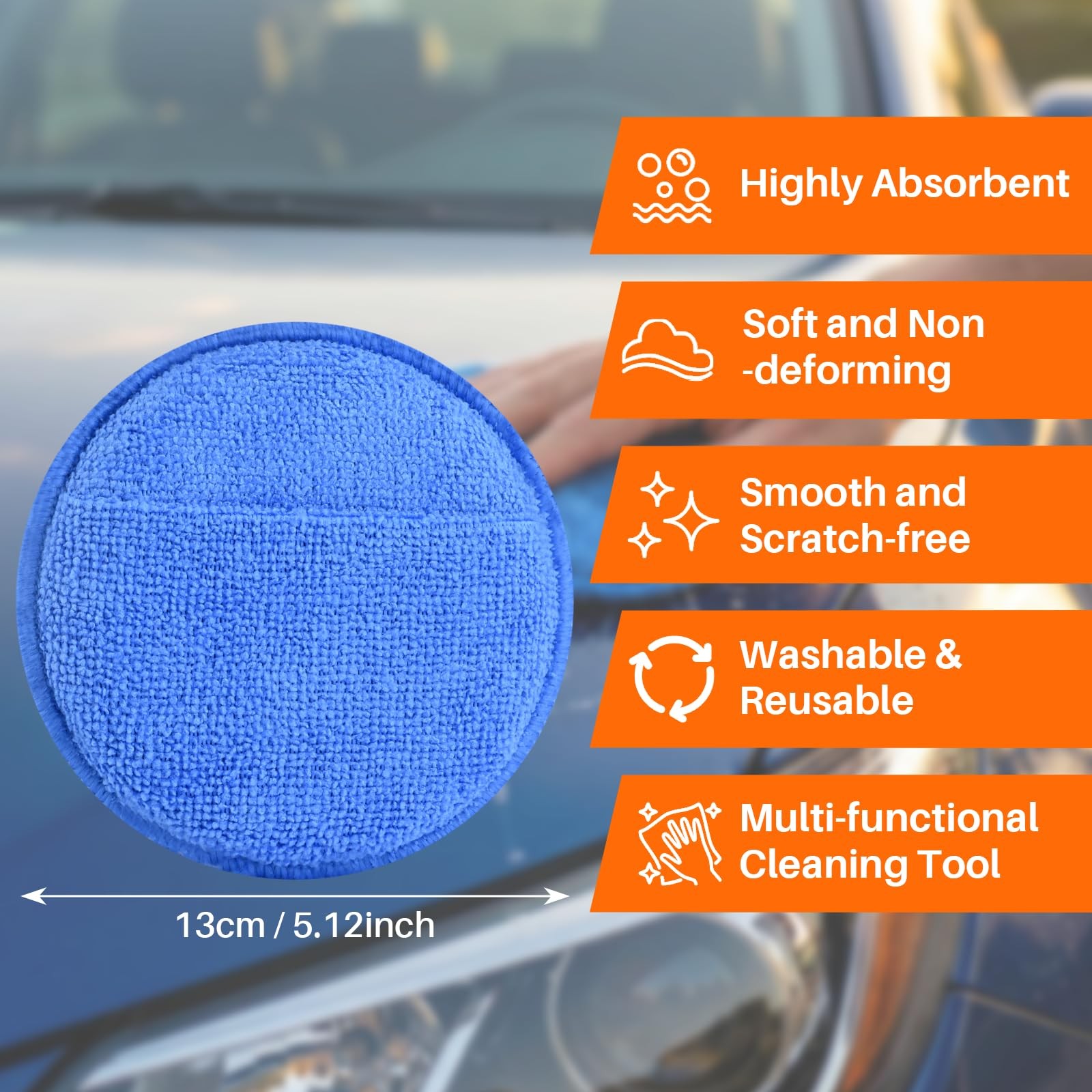 Microfiber Wax Applicator Pads 5 Inch Car Detailing Foam, 12 Pack