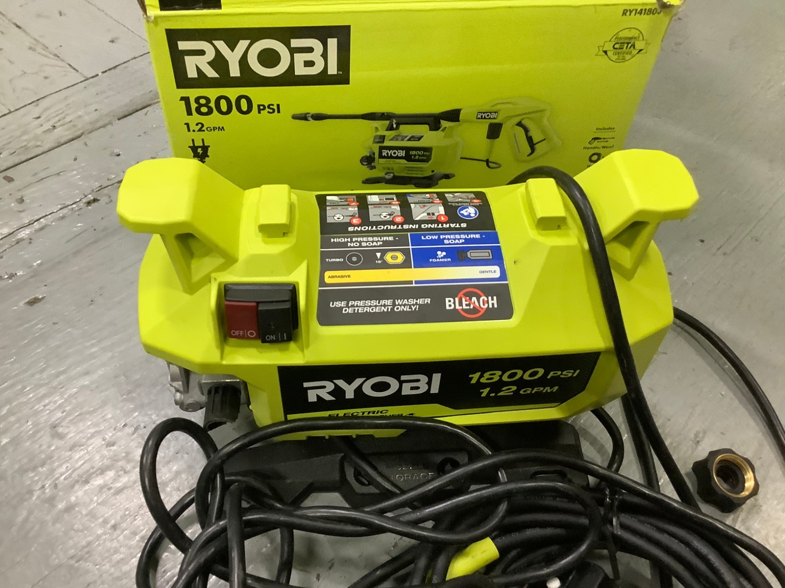RYOBI 1800 PSI 1.2 GPM Cold Water Corded Electric Pressure Washer RY141803 BROKE