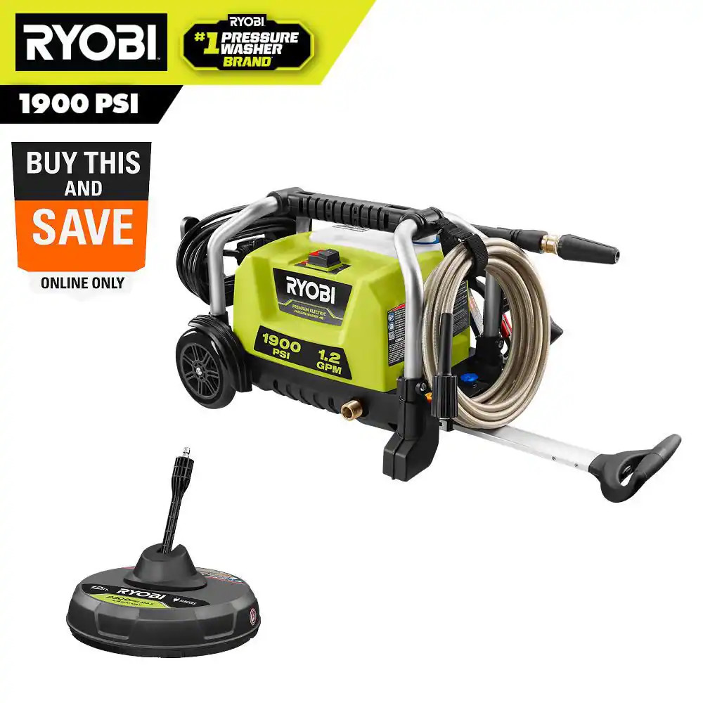 1900 PSI 1.2 GPM Cold Water Wheeled Electric Pressure Washer with 12 In. Surface