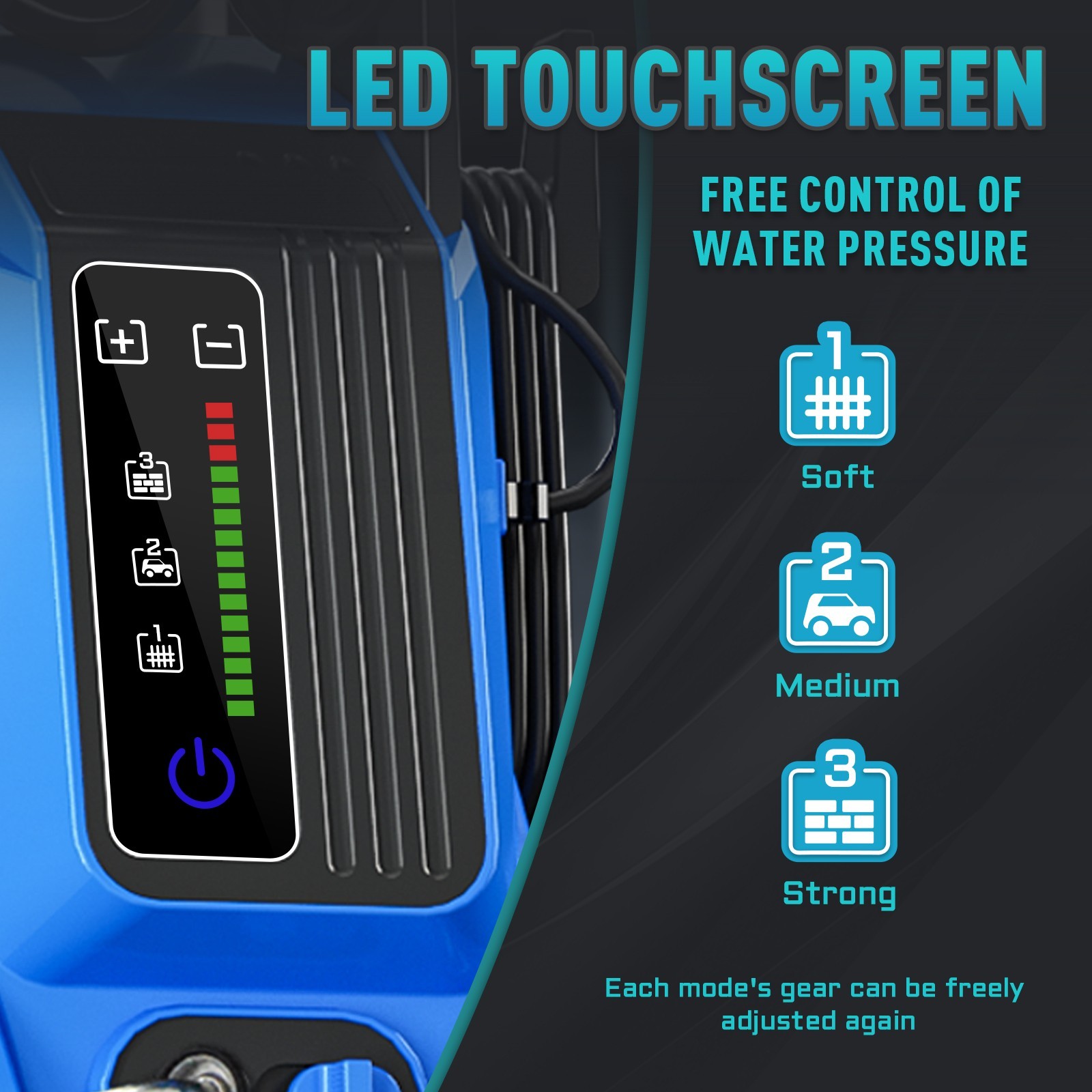 Electric Pressure Washer 5200PSI 3.2GPM, 15 Level Adjustable Touch Screen