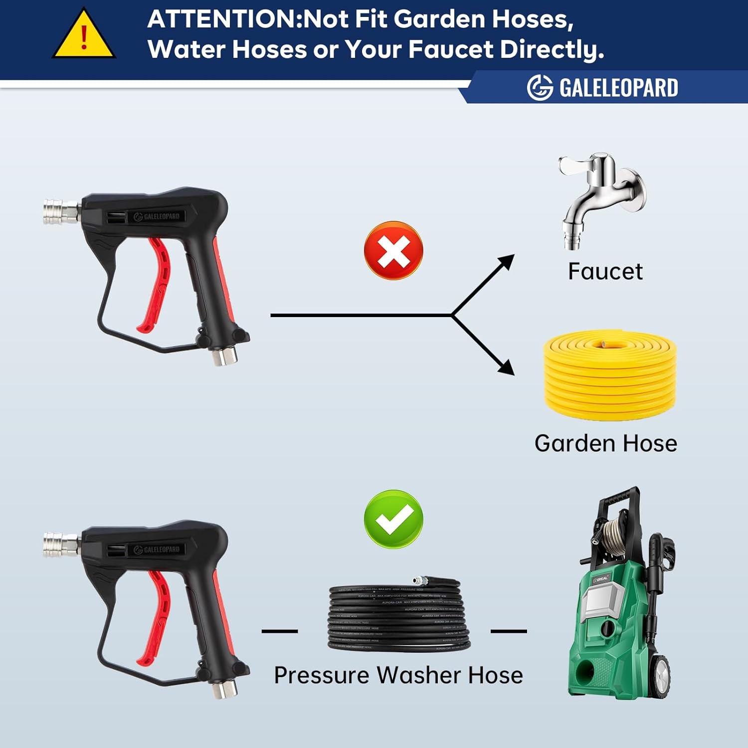 Short Pressure Washer Gun W/ 1/4″ Quick Connector 4350 PSI High Pressure Washer