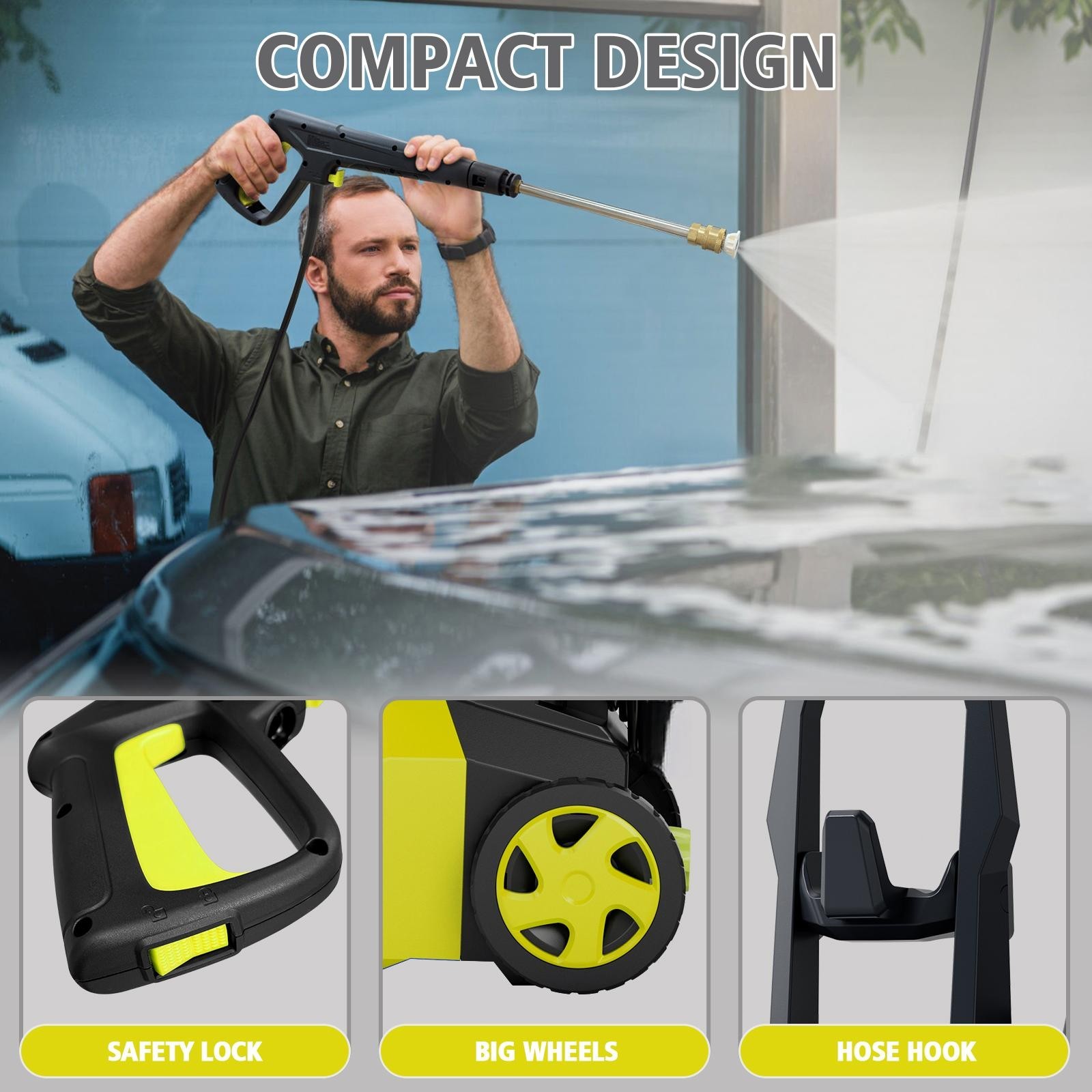 Pressure Washer 4200PSI 2.5GPM, Foam Cannon, Stainless Steel Lance, for Car